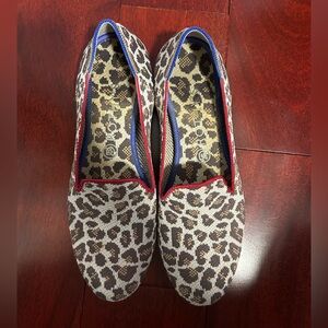 Rothy's Leopard Print loafers with Red and Blue Trim